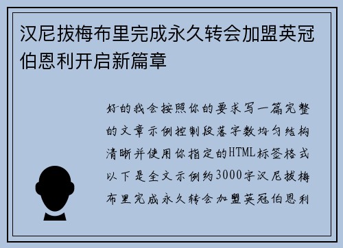 汉尼拔梅布里完成永久转会加盟英冠伯恩利开启新篇章